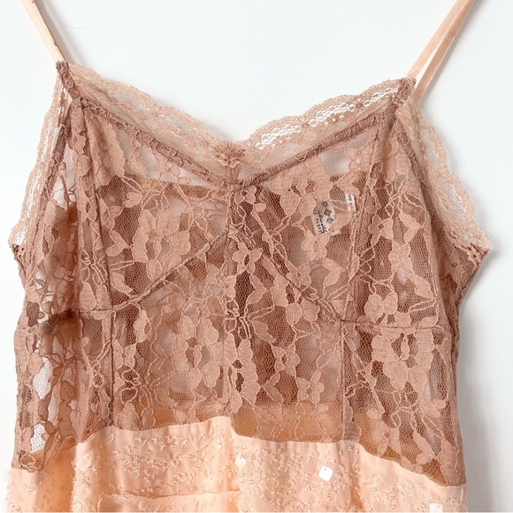 FREE PEOPLE Peach Ombre Chiffon & Lace Slip Dress - Picture 4 of 8